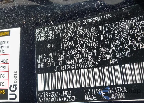 2006 Lexus Gx 470 z USA, uszkodzony, nr VIN JTJBT20X160123806